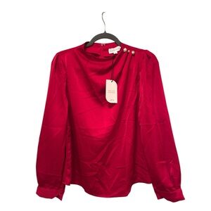 Million Colors Boutique Brand Red Button-Accent Blouse size Small